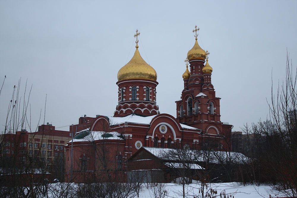 Вид из школьного окна на Храм Всех Святых Алексеевского ставропигиального женского монастыря