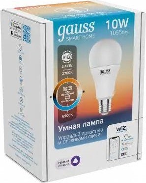 Лампа светодиодная GAUSS Smart home a60 10w 1055lm 2700-6500к e27 диммируемая led [1080112] в Самаре