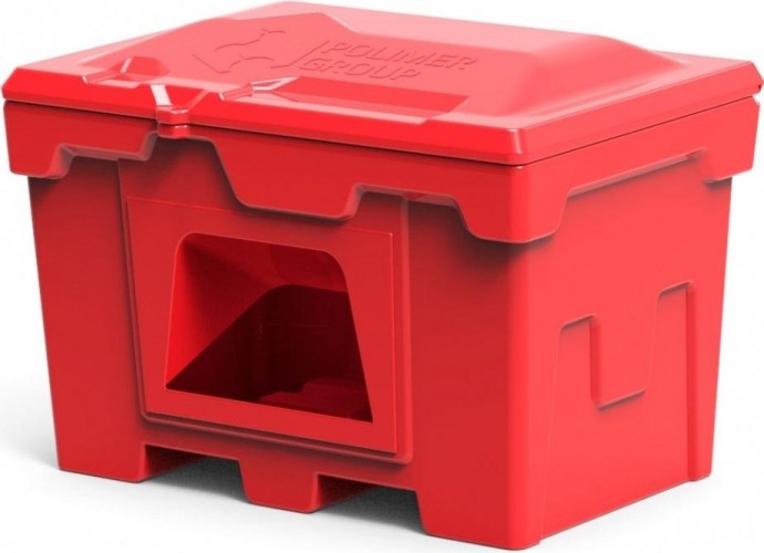 Ящик для песка и химикатов POLIMER GROUP 500 л с крышкой и дозатором [красный] в Самаре