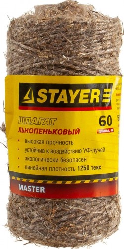 Шпагат льнопеньковый хозяйственно-бытовой STAYER MASTER d=1,4 мм, 60 м [50110-060] в Самаре
