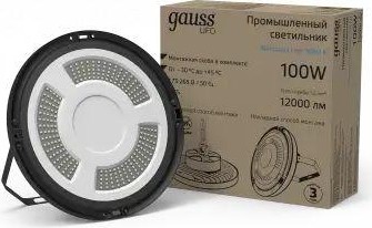Промышленный светильник светодиодный GAUSS UFO подвесной ufo 100w 12000lm 5000k 175-265v ip65 [821536300] в Москве
