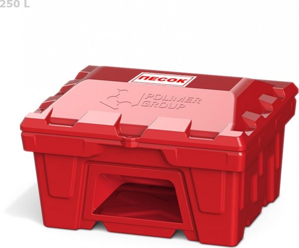 Ящик для песка и химикатов POLIMER GROUP 250 л с крышкой и дозатором [красный] в Самаре