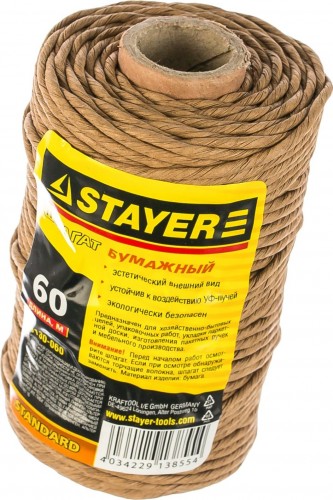 Шпагат упаковочный бумажный STAYER MASTER коричневый, 60 м [50130-060] в Самаре