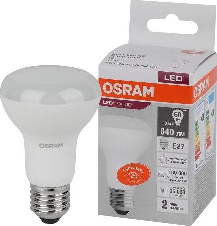 Gemme kold trappe Лампа светодиодная OSRAM LED VALUE r63 60 8sw/830 230v e27 [4058075581838]:  цена, фото и характеристики в Кувалда.ру