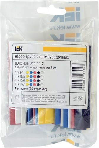 Набор термоусадочных трубок IEK ТТУ (8/4; 10/5; 12/6; 14/7) 20х8см разноцвет. [UDRS-D8-D14-10-1] в Курске