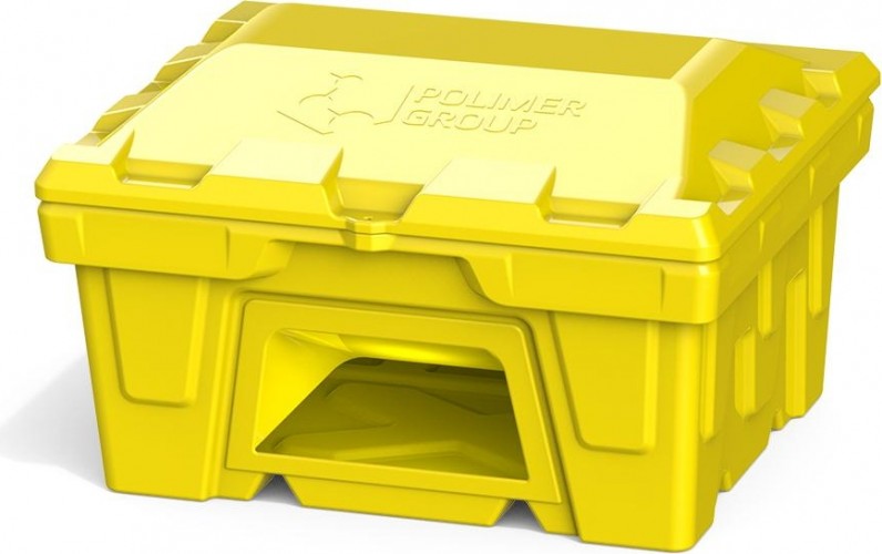 Ящик для песка и химикатов POLIMER GROUP 250 л с крышкой и дозатором [желтый] в Самаре