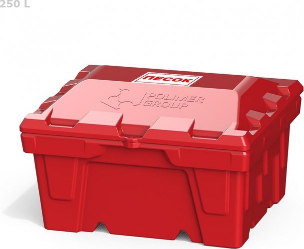 Ящик для песка и химикатов POLIMER GROUP 250 л с крышкой [красный] в Самаре